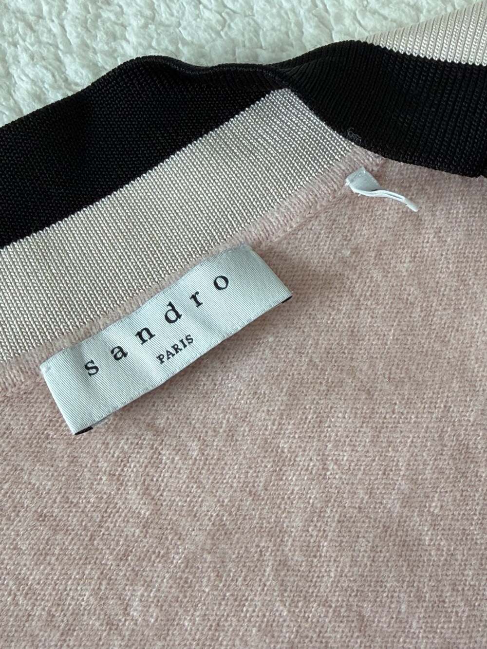 Sandro Paris Pink Wool & Cashmere Blandine Cardigan with Pearl Buttons - Picture 6 of 10